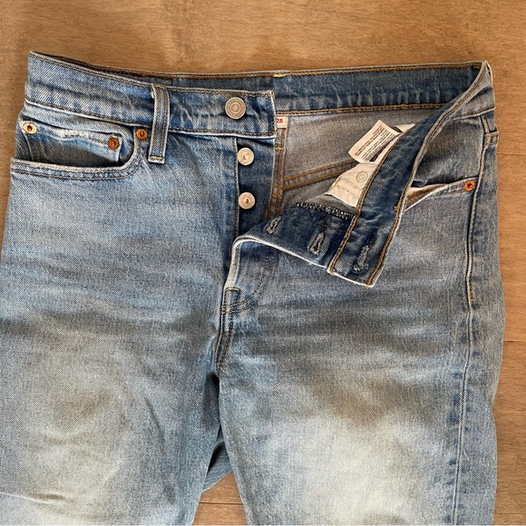 Levis Straight Leg Frayed Bottom Jeans - Picture 4 of 6